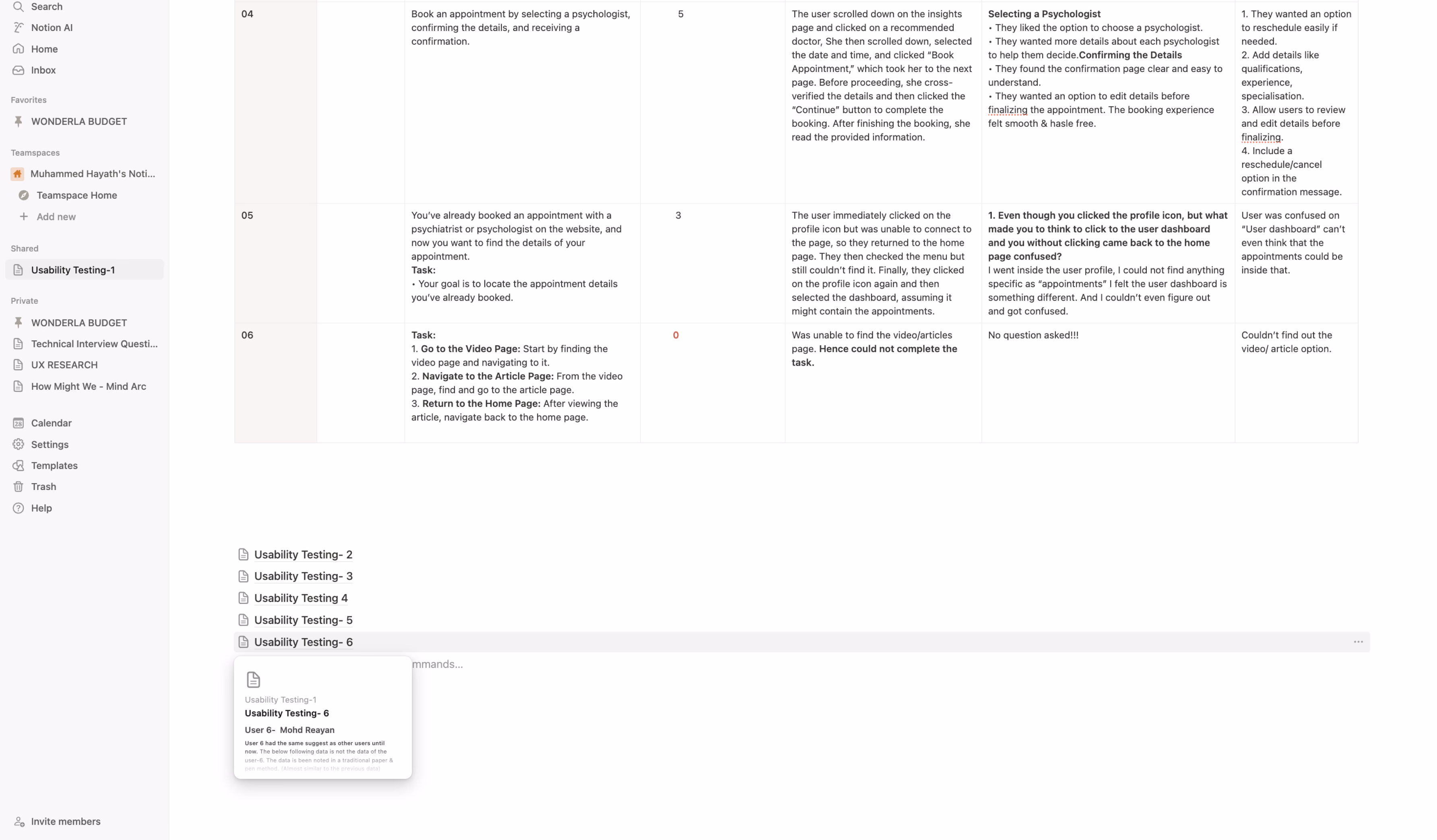 Mind Arc desktop questionnaire experience