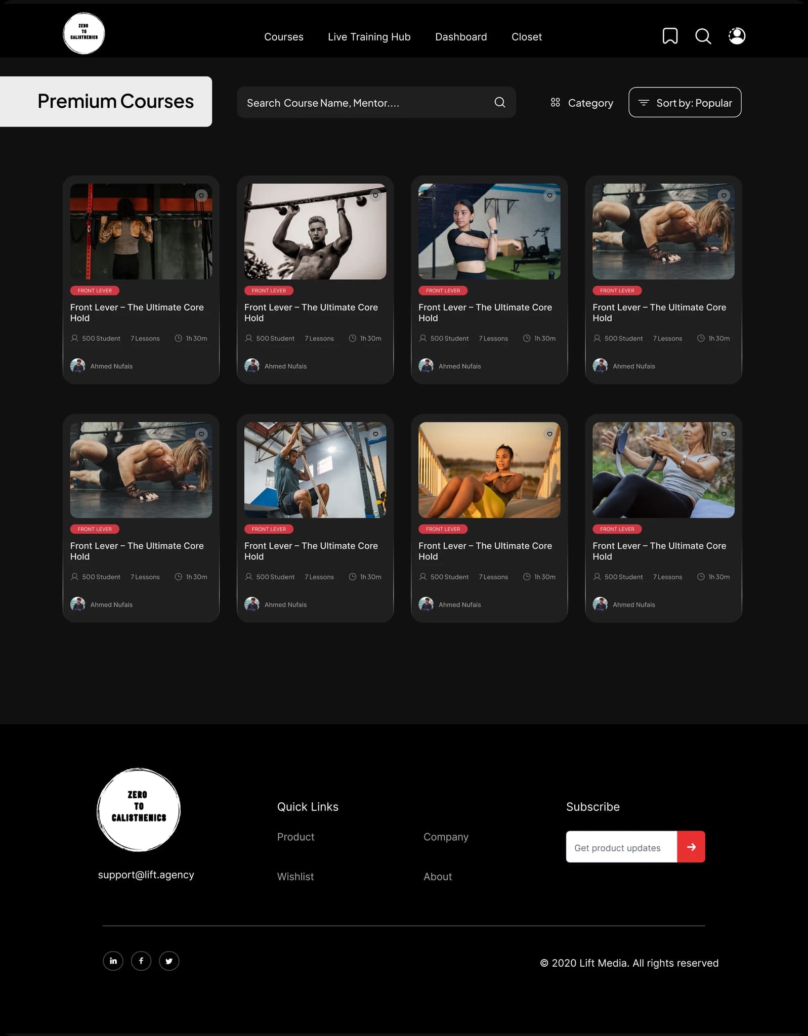 Premium calisthenics courses experience