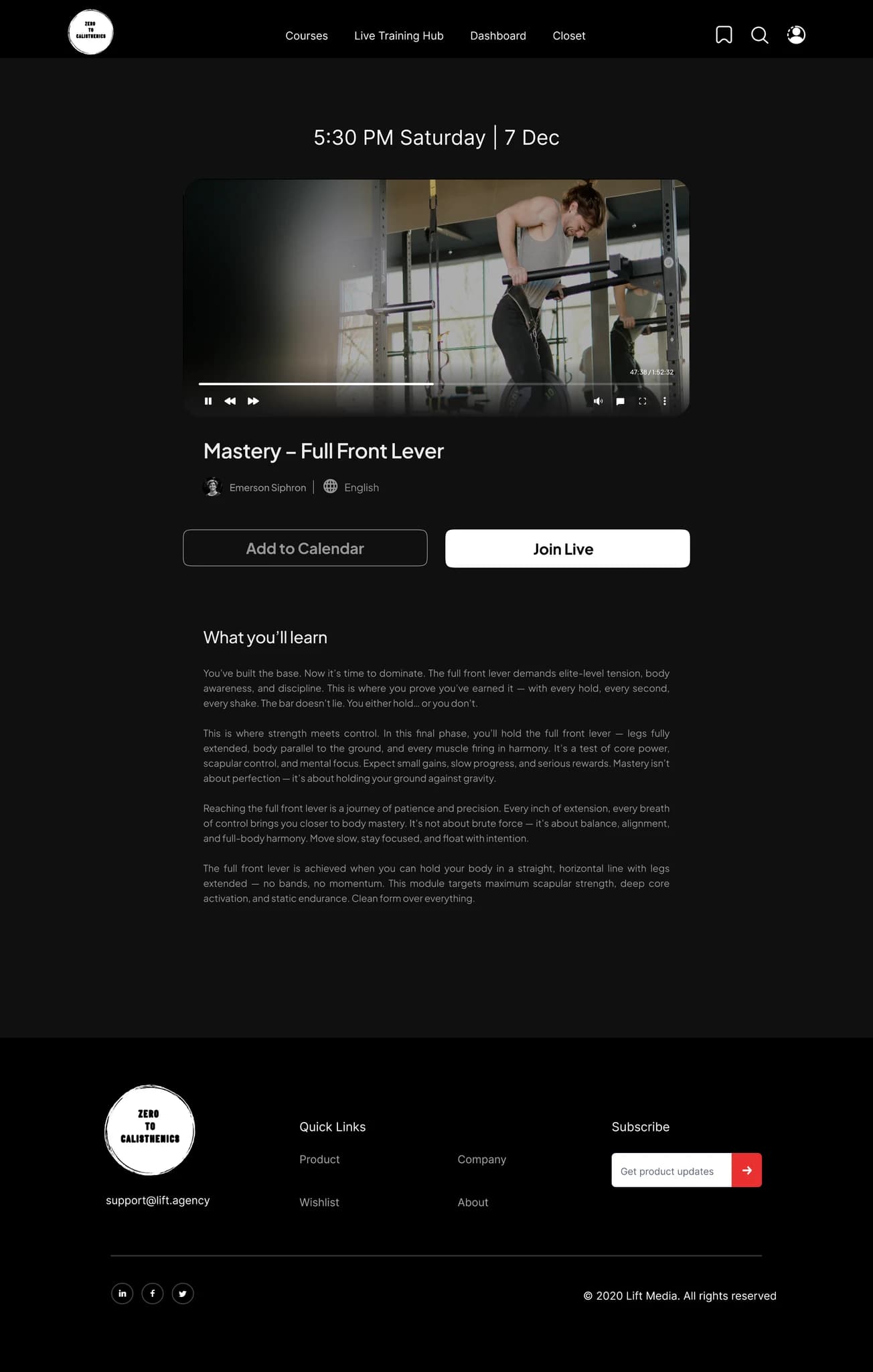 Member dashboard and progression view